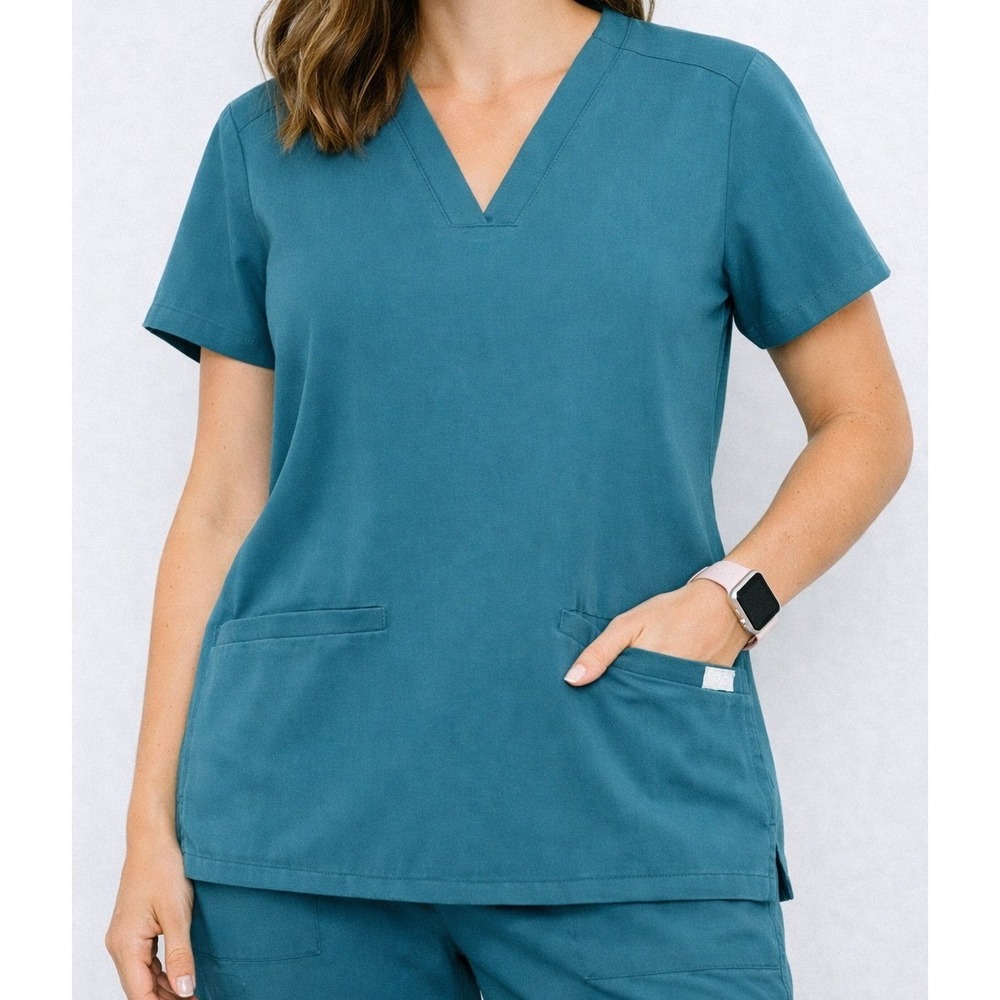 FIGS Casma Three-Pocket Scrub Top Teal‎ Blue Small Technical Collection FW1100